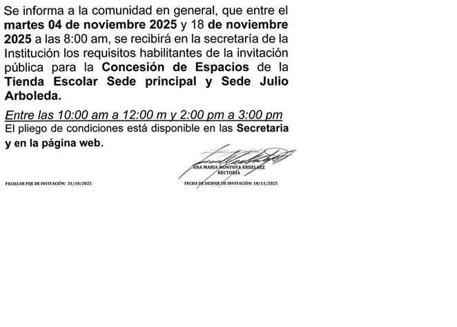 Concesión espacio TIENDA ESCOLAR